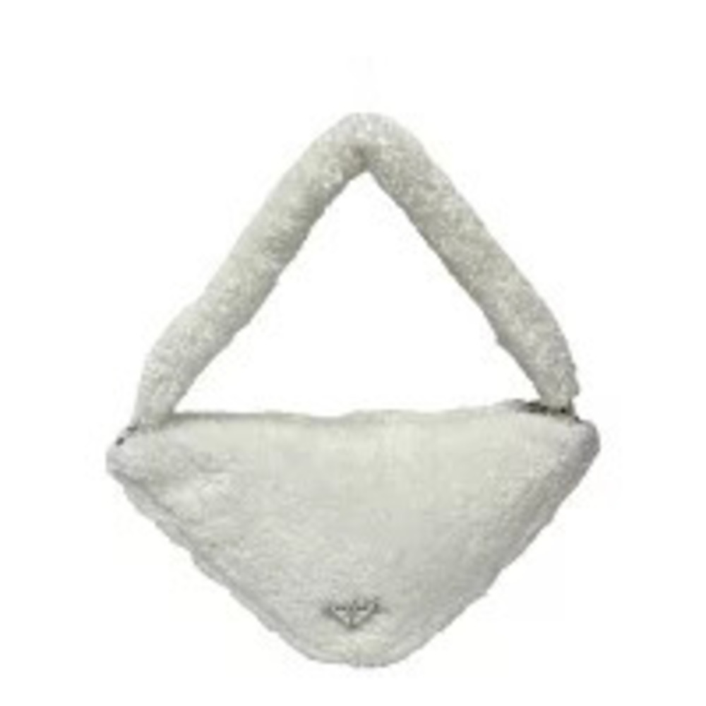 PRADA Triangle Terrycloth Handbag Tote White - Picture 4 of 10